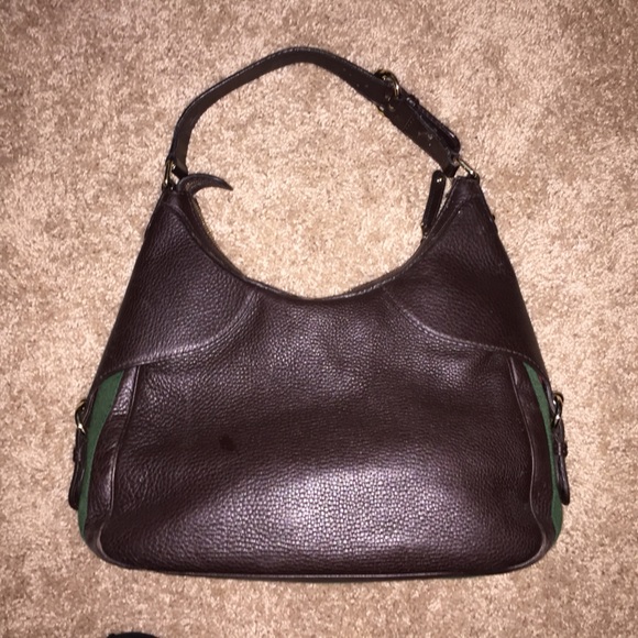 Gucci Dark Brown Leather Heritage Stripe Horsebit Hobo Shoulder Bag - Picture 5 of 6